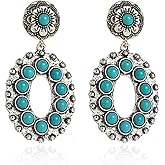 Silver Western Earrings Turquoise Earrings for Women Boho Chic Clothing Western Jewelry for Women Outfit Country Concert Outfits Cowboy Chic Rodeo Outfit Shirts Dress Accessories