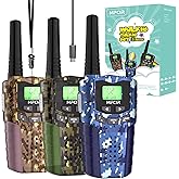 Rechargeable Kids Camouflage Walkie Talkies 3 Pack Long Range, 48H Work 7D Standby, LED Flashlight,Outdoor Camping Games Toys Gifts for 3-12 Year Old,Ideal Birthday for Boys & Girls