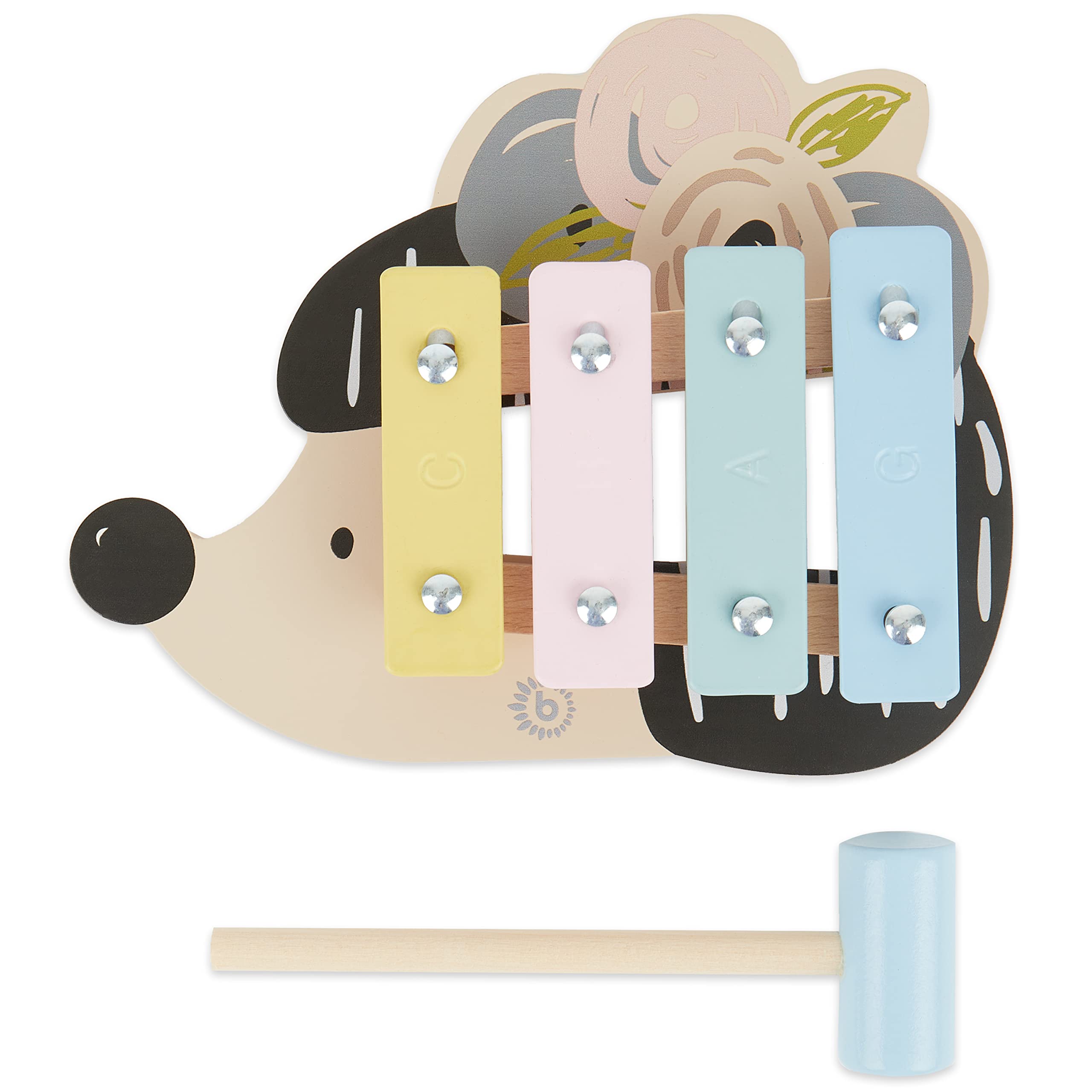 Bieco Hedgehog Xylophone - Pastel Coloured Musical Instrument for Babies & Toddlers 12+ Months - Early Music Education - Wooden Xylophone Toy for Kids