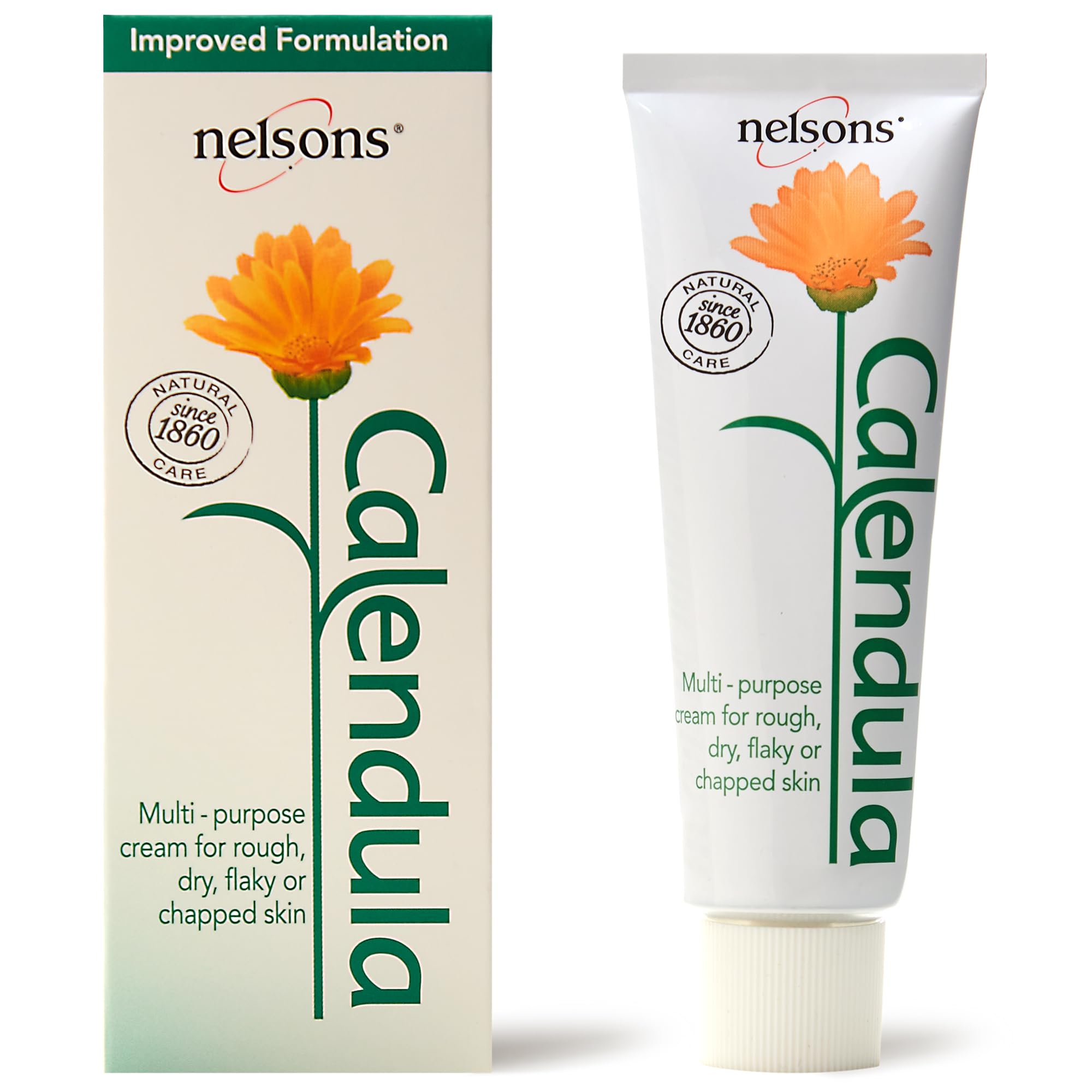 Nelsons Calendula Cream (50ml), Gentle Moisturiser For Face Hands Body, For Soothing and Hydrating Dry, Rough Skin, Non-Greasy, Paraben & Fragrance Free, Uses Calendula (Marigold) Plant Extracts