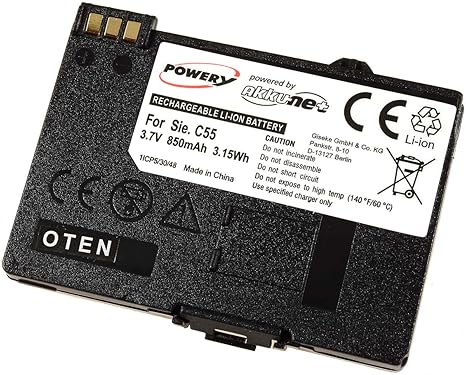 Akku 3,7V / 750mAh für Siemens A51, A52, A55, A56, A57, A60, A62, A65, A70, A75, C55, C60, M55, MC60, S55, C56, C61, C70, C71