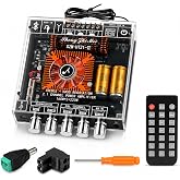 Cozychord HT21-II 2.1 Channel Bluetooth 5.1 Amp Board, TWS, 160W x 2 + 220W | FM/USB/AUX Inputs, IR Remote, 5-Knob Treble/Bass/Subwoofer Tuning, Active Fan Cooling &amp; 5-Level Protection for DIY Speakers