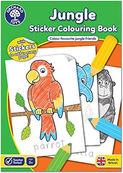 Orchard Toys Jungle Sticker Colouring Book Educational Activity 3 Years+