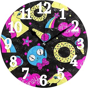 Reloj de Pared Redondo My Honey Unicorn Pony Cat Donut Relojes