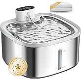 Cat Water Fountain Stainless Steel Wireless 118oz/3.5L–Cordless Battery-Operated Pet Water Dispenser with All-in-One Rechargeable Pump, 3 Smart Flow Modes,Quiet Indoor Fountain for Cats & Dogs
