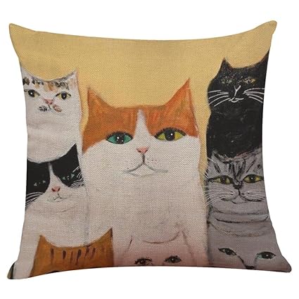 Amazon Com Sothread Cute Cat Decorative Throw Pillow Case Square
