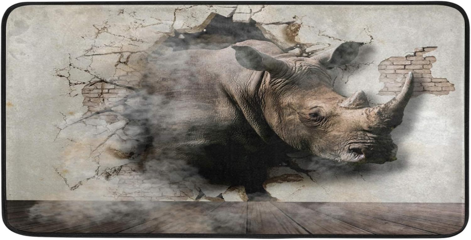 UNISE Rhinoceros Coming Out of The Walls 3D