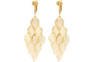 Aloha Earrings Gold Tone Non Pierced Clip On Dangling Earrings