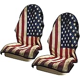 AOTOTON Car Seat Covers 2pcs Waterproof Towel Car Seat Cover Universal Fit for Most Trucks SUV Fitness Athletes Pets Gym and Water Sport,American Flag Design