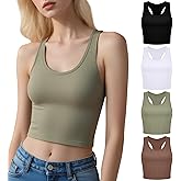 ZYQEXA 4 Pieces Crop Tank Top for Women Workout Racerback - Womens Cropped Tank Tops Athletic Basic Sleeveless Pack