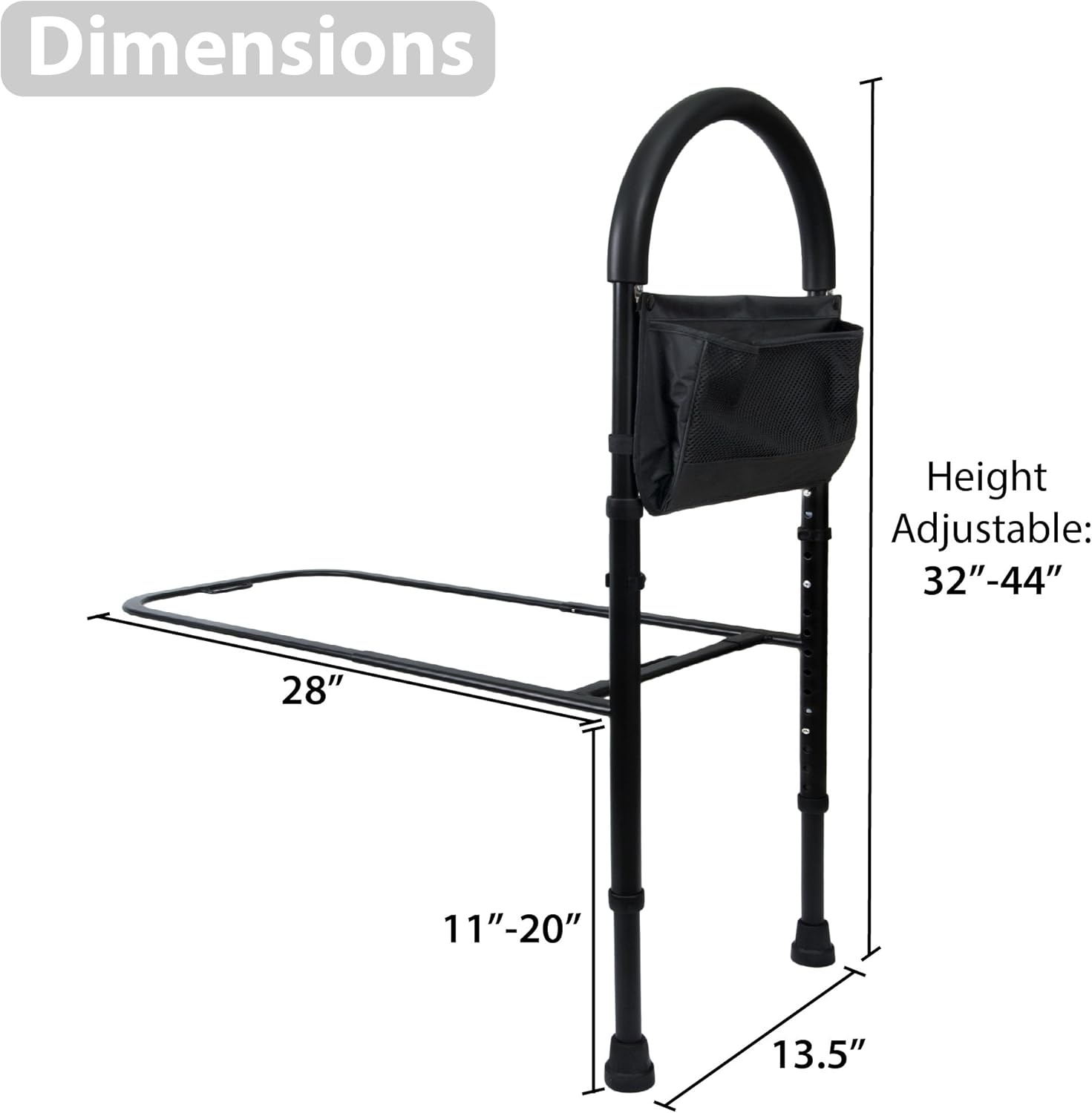 Vaunn Medical Bed Rail Assist & Height Adjustable Grab bar Handle for Adults & Seniors, Charcoal Black: Health & Personal Care