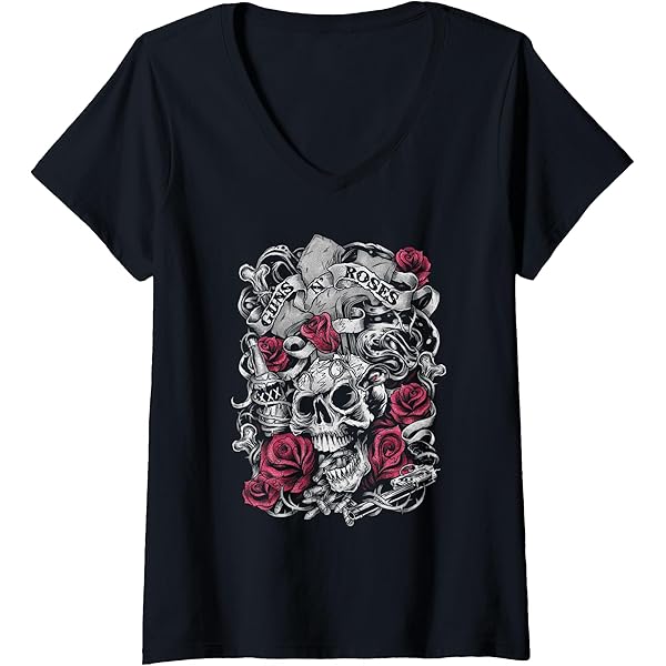 Amazon.com: Guns N' Roses Official Flourish Skull Pink Roses