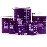 Glass Beaker Set of 6 Borosilicate Thick Low Form - 25ml, 50ml, 100ml, 250ml, 500ml, 1000ml
