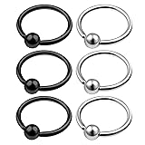 6Pcs Steel Black Anodized 18g 3/8 10mm captive