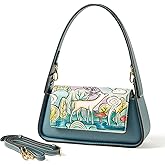 ZHIYONG Genuine Leather Shoulder Bag for Women Hand Carved Painted Leather Clutch Saddle Bag Cute Hob