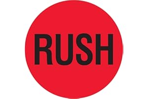 Discount Tag & Label 'Rush' Shipping Labels/Stickers, 2' x 2', Red/Black, 500 Labels Per Roll (1 Roll)
