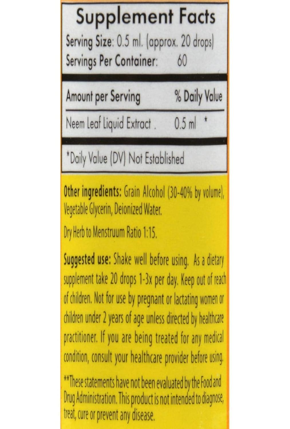 Neem Organic Leaf Extract - Regular Strength Neem Aura 1 oz Liquid : Neem Herbal Supplements : Beauty