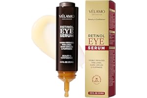 VELAMO ADVANCED Retinol Eye Serum Anti Aging: Under Eye Cream for Dark Circles Puffiness Bags - Help Reduce Appearance of Wrinkles Fine Lines - with Caffeine Peptides Hyaluronic Acid Ceramides 15mL