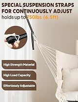 Chihee Hammock Chair Hanging Swing 2 Cushions Strong Straps Hooks view 5