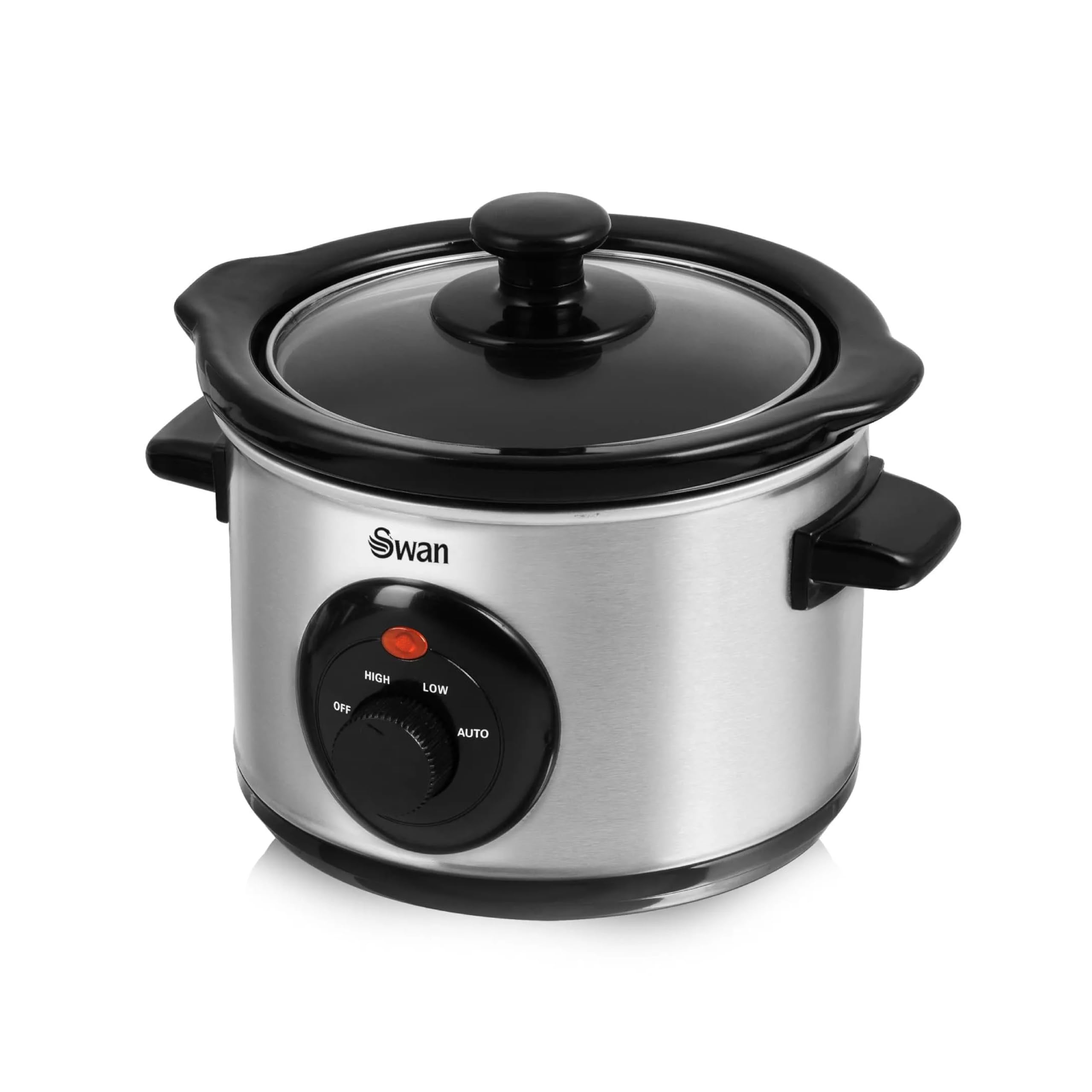 Swan SF17010N 1.5 Litre Oval Stainless Steel Slow Cooker with 3 Cooking Settings, 120W, Silver