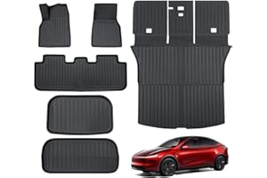 CARTIST Model Y Floor Mats - Cargo Liner Fits for Tesla Model Y Juniper 2025 2026 (5-Seat), Full Set All Weather Floor Mats for Model Y Juniper Accessories, Heavy Duty Rubber Car Mats, Car Accessories
