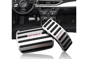 NYZAUTO Anti-Slip Foot Pedal Pads kit Compatible with A4 A5 A6 A7 A8 Q5,Auto No Drilling Aluminum Brake and Gas Accelerator Pedal Covers