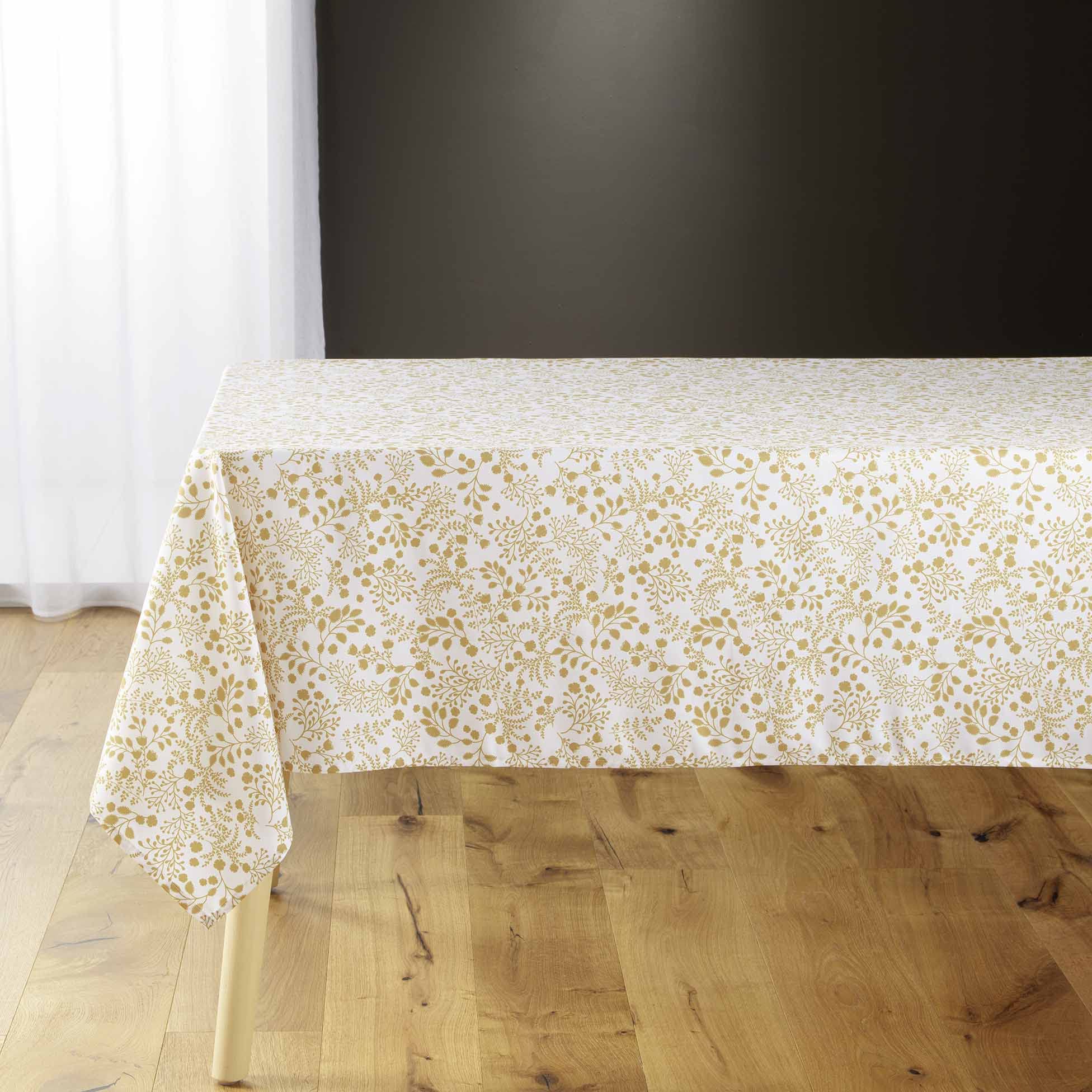 Douceur d'Intérieur Rectangular Tablecloth 140 x 240 cm Mirabelle Yellow Microfibre Printed