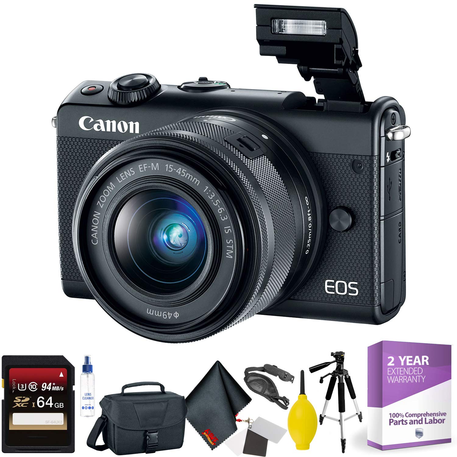 Canon EOS M100 Mirrorless Digital Camera with 1545mm Lens Black