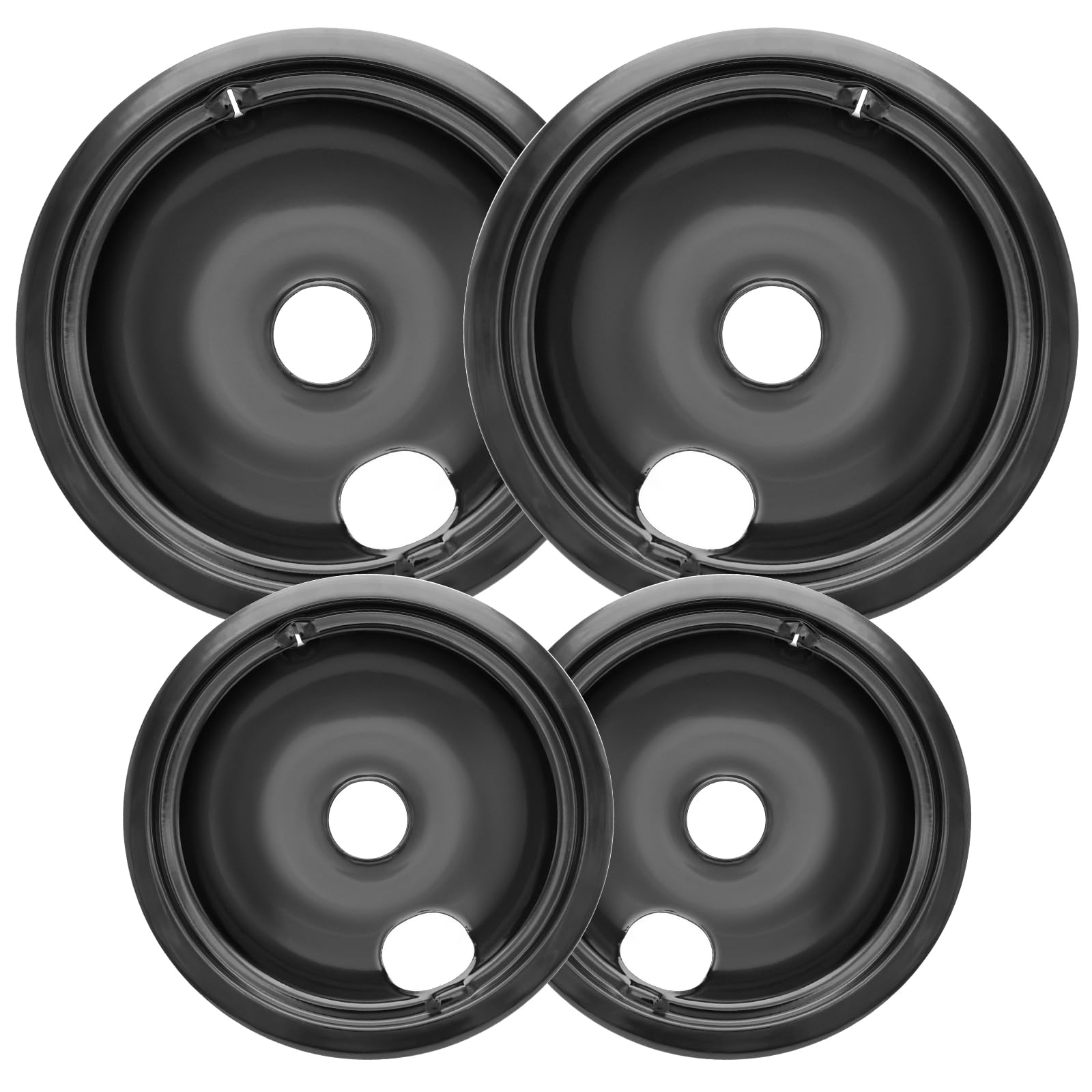 Photo 1 of COZZIVITA WB31M19 and WB31M20 Drip Pans for Electric Stove - Compatible with GE Range Stove - High-grade Enamel Spraying to Save 10% Energy -Includes a Set of 4 Black Stove Drip Pans