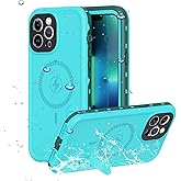 Omio for iPhone 13 Pro Max Waterproof Case Compatible with MagSafe, Magnetic Full Body IP68 Shell with Built-in Screen Protector Military Grade Shockproof Cover with Stand for Men Women Blue