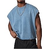 GORGLITTER Men's Dolman Sleeve Crop Vest Top T Shirts Crewneck Loose Pullover Tank Tops