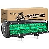 Nilight 12 Inch LED Light Bar 240 W Green | Triple Row Design, Spot Flood Combo Beam Off Road Driving Fog Fishing Hunting Lig