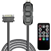 ARGB Controller Kit for PC RGB Case Fans, ARGB Splitter, SATA Power RGB Fan Controller, Computer ARGB Fans Hub Control RGB and Single Light Effect , 14 Key Remote Control Switch Colors RGB Fan hub