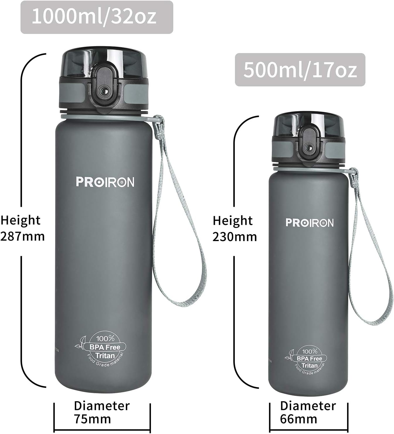 PROIRON Water Bottle 1L for Bike Running, Cycling, Gym, Leak Proof Sports Water Bottles with Flip Top Lid - Image 3