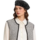 Women Shiny Rhinestone French Black Beret Hat Bling Bling Artist Causal Beanie Cap