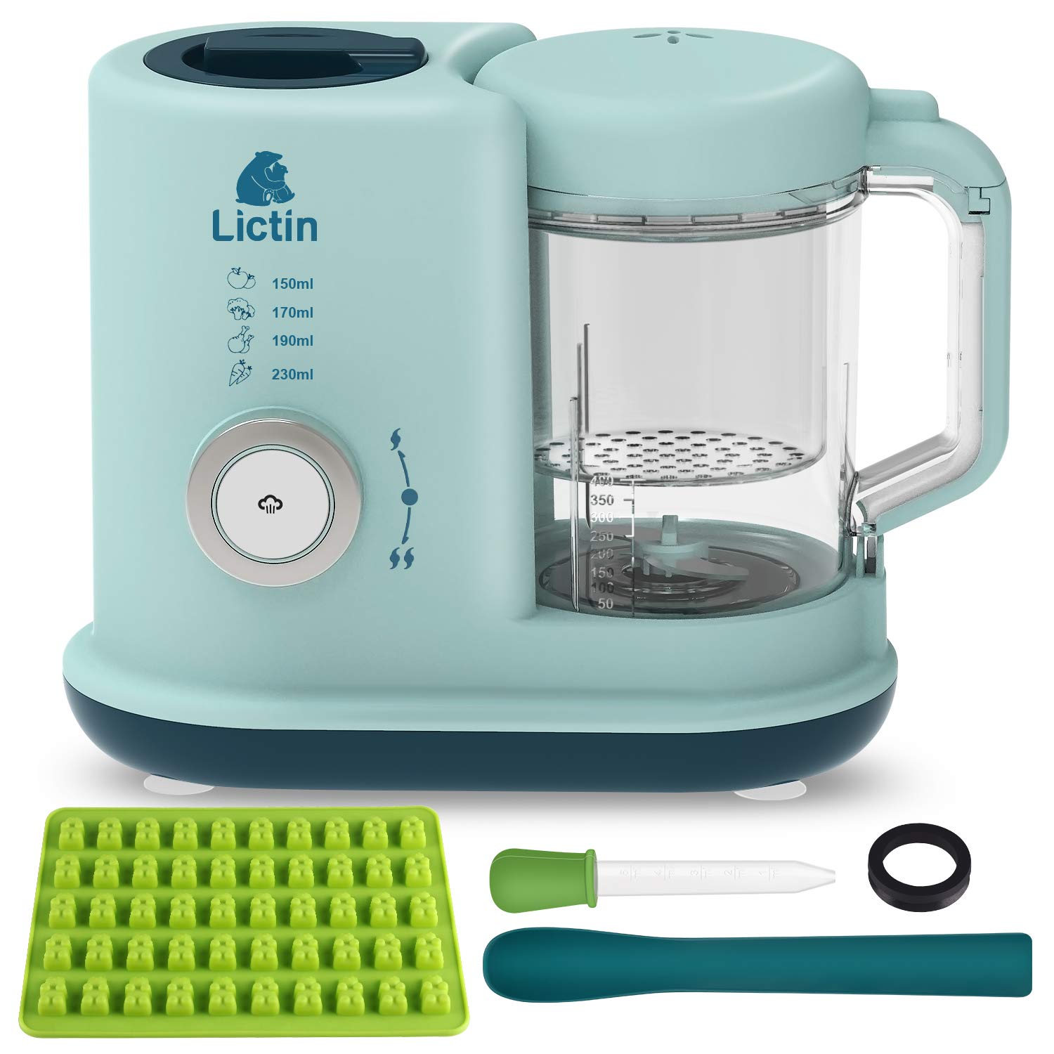 Lictin Babynahrungszubereiter 4 in 1 Babynahrung Dampfgarer Baby Mixer Aufwärmen Multifunktionen Küchenmaschine