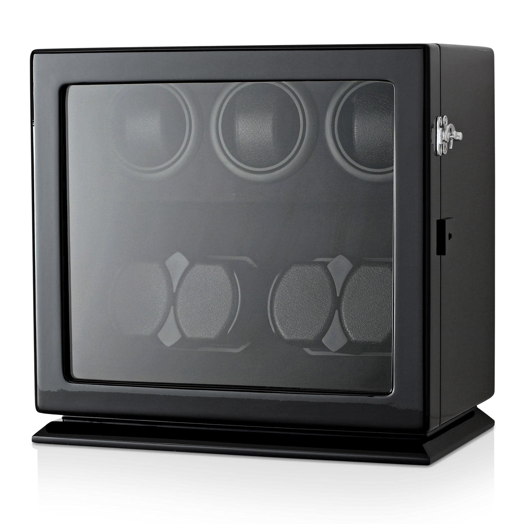 Watch Winder for 7 Watches with Interior Backlight, Motor-Stop Option and Battery Power Option (Black)