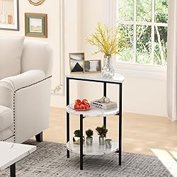 AWQM Faux Marble Table Set,Coffee Table & 2 Side
