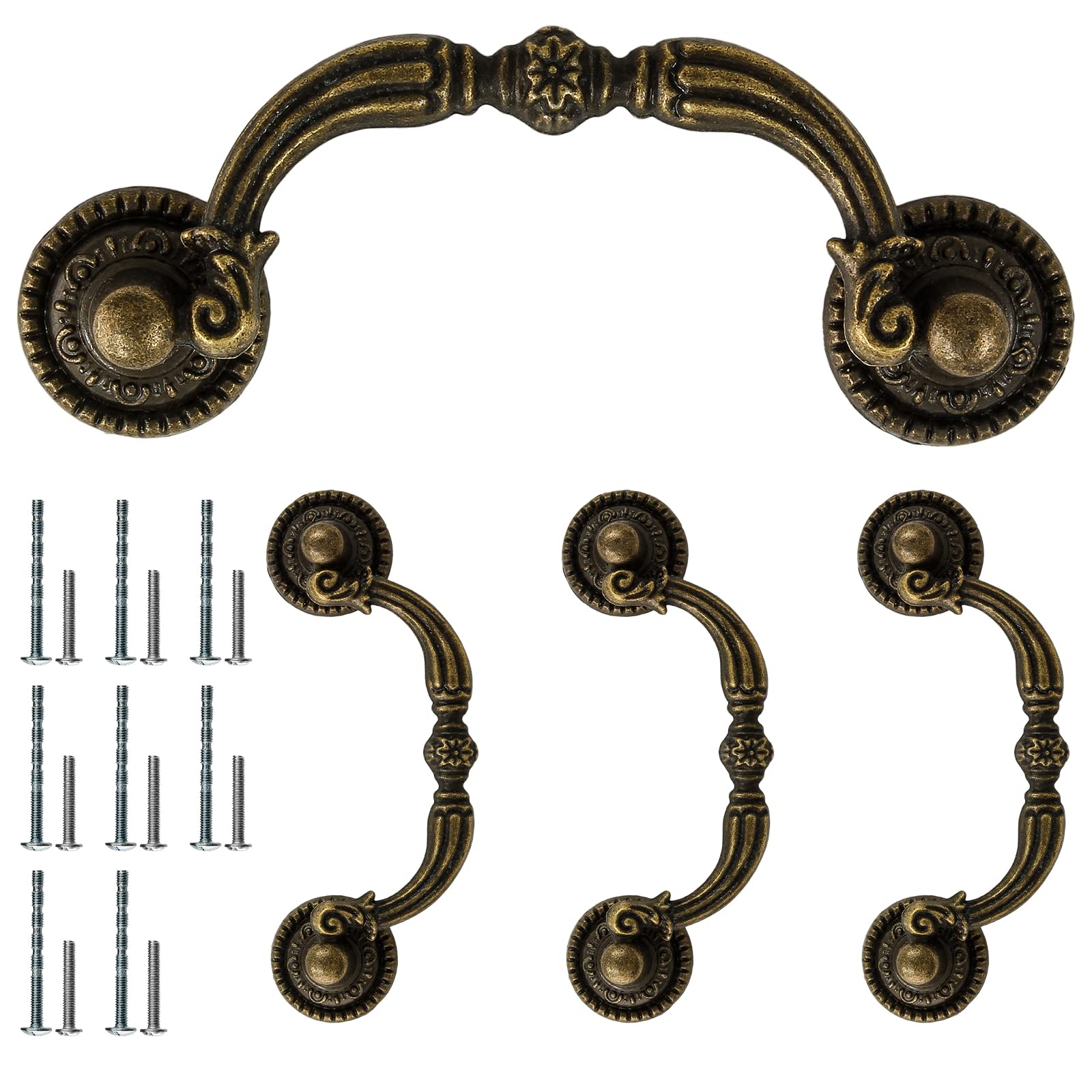 Photo 1 of Kyuionty 4 Pack Bail Pull Handles, 2.75 Inch Hole Center Antique Drop Drawer Pull Swing Cabinet Dresser Handles, Antique Bronze(Total Length: 3.74 inch)