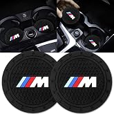 Black Silicone Car Coasters for BMW M Series Non-Slip Car Cup Holder Coasters,Car Interior Accessory for Car Cup Holder 2Pcs 2.75 Inch