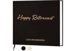 Lankaiva Happy Retirement Guest Book - Retirement Gift for Woman and Men - Congratulations Retirement Party Decorations for Colleague and Friend, Photo Retirement Book for Guest to Sign, Black