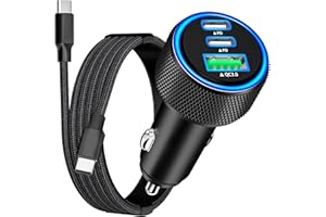 [Apple MFi Certified] iPhone 17 Car Charger, Rombica 3-Port 67W USB-C&USB-A Car Cigarette Lighter PD/QC Fast Car Charge with Type-C Braided Cord for iPhone 17/17 Pro Max/16 Pro/15/Galaxy S25/S24/Pixel