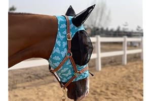 TGW RIDING Horse Fly Mask Super Comfort Horse Fly Mask Elasticity Fly Mask with Ears We Only Make Products That Horses Like… (Lake Green, M)