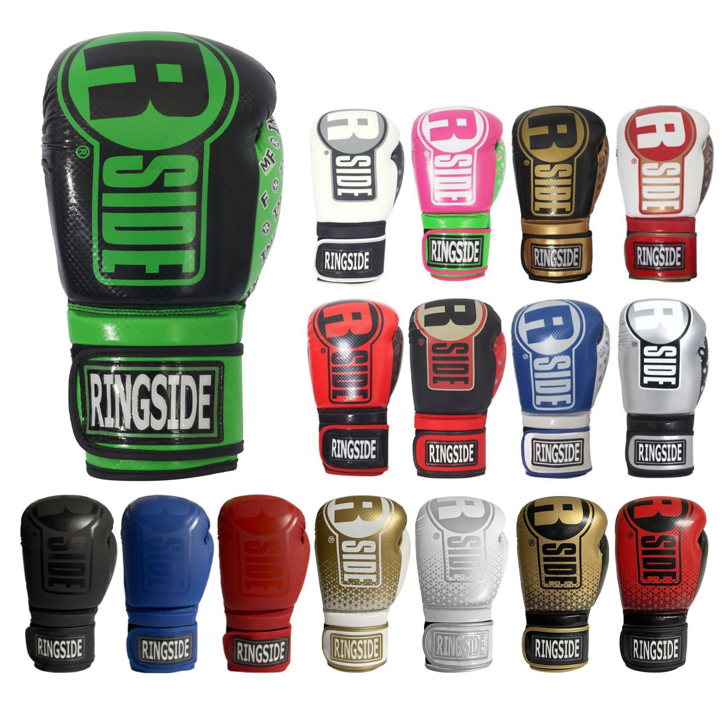 Ringside Apex Flash Sparring Gloves, IMF-Tech Boxing Gloves with Secure Wrist Support, Synthetic Boxing Gloves for Men and Women, Black and Green, 14 Oz Image