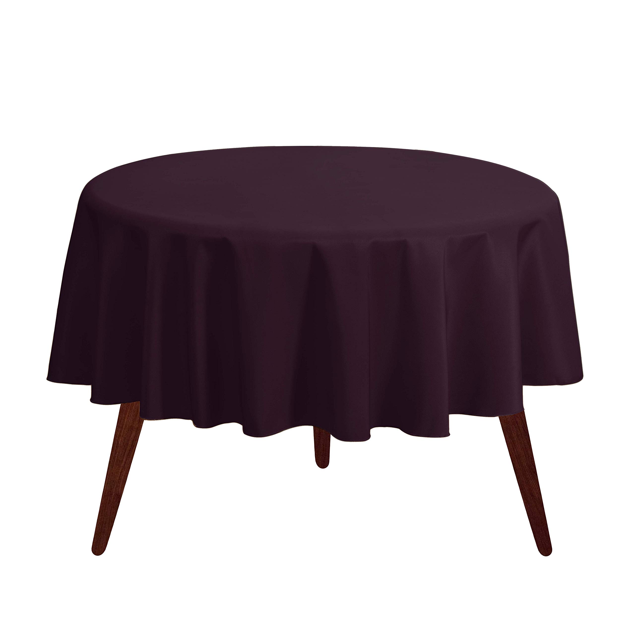 Gee Di Moda Round Tablecloth - 70 Inch Eggplant Round Table Cloth for 24 to 48 Inch Round Tables - Heavy Duty Washable Fabric - for Buffet Table, Holiday Party, Dinner, Wedding & Baby Shower