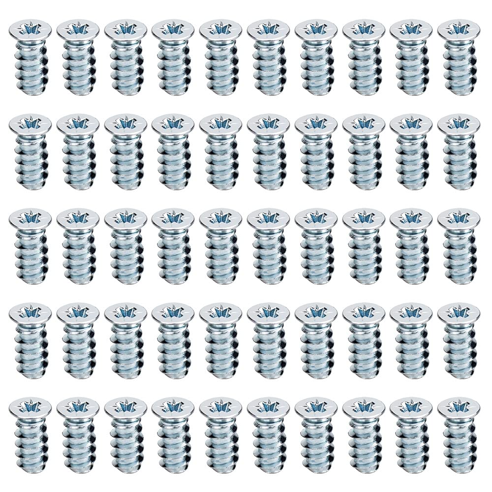50 Pcs Euro Screws - 6.3mm x 13mm Hinge Screws for Kitchen Cabinets, Doors & Wardrobes