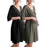 Ekouaer 3 in 1 Labor/Delivery/Hospital Gown 2 Pack