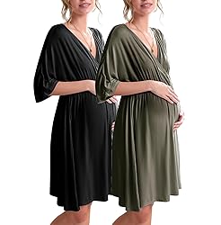 Ekouaer 3 in 1 Labor/Delivery/Hospital Gown 2 Pack