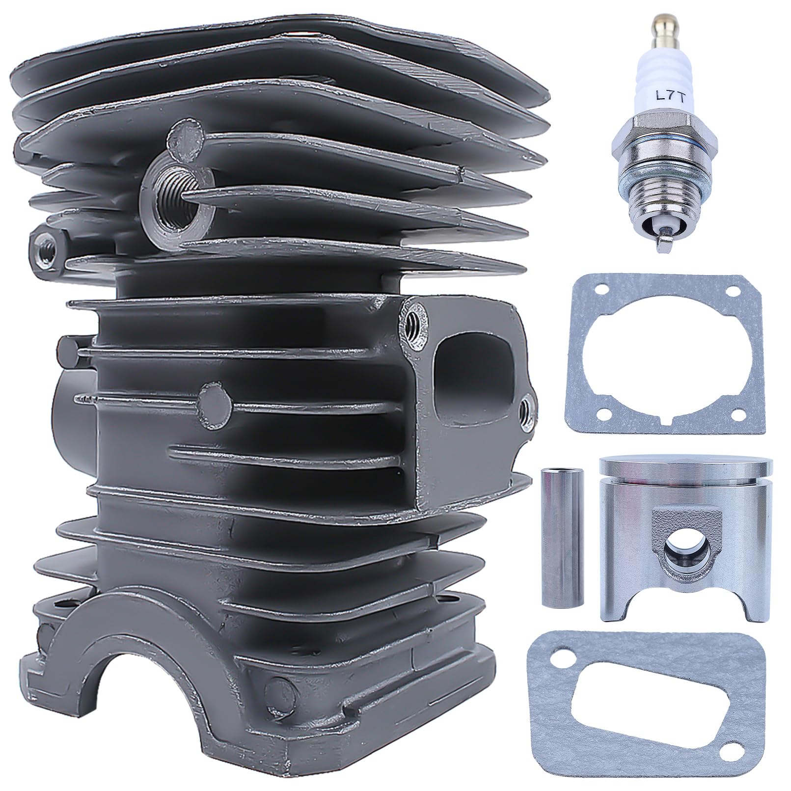 Piston and Cylinder for Husqvarna 340 345 340e 345e Chainsaw, ADEFOL 40mm Nikasil Cylinder with Piston Kit + Gaskets + Spark Plug Chainsaw Spare Parts Replacement Accessories