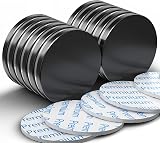 FINDMAG 12 Pack 30x3mm Neodymium Magnets 8 kg Pull Black Disc with Adhesive